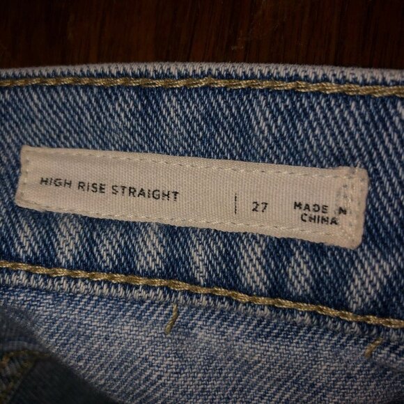 Pacsun Womens 27 High Rise Straight Distressed Frayed Hem Button Fly Denim Jeans - Picture 10 of 12